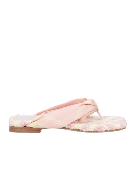 Burberry Pink Checkered Flip Flops