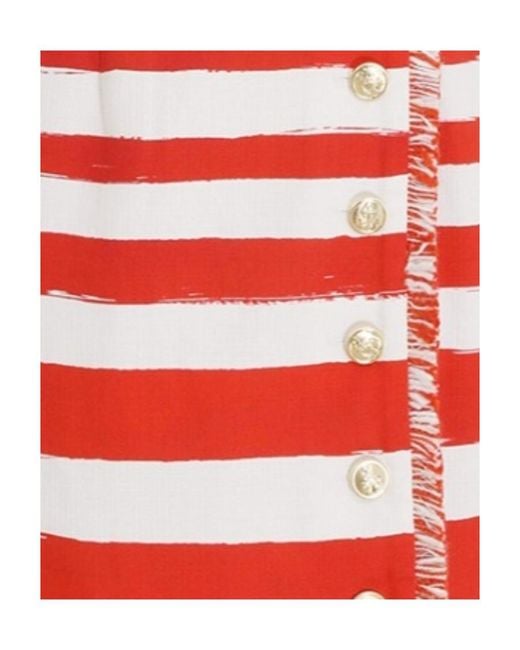 Zimmermann Red Frayed-Detail Square-Neck Dress
