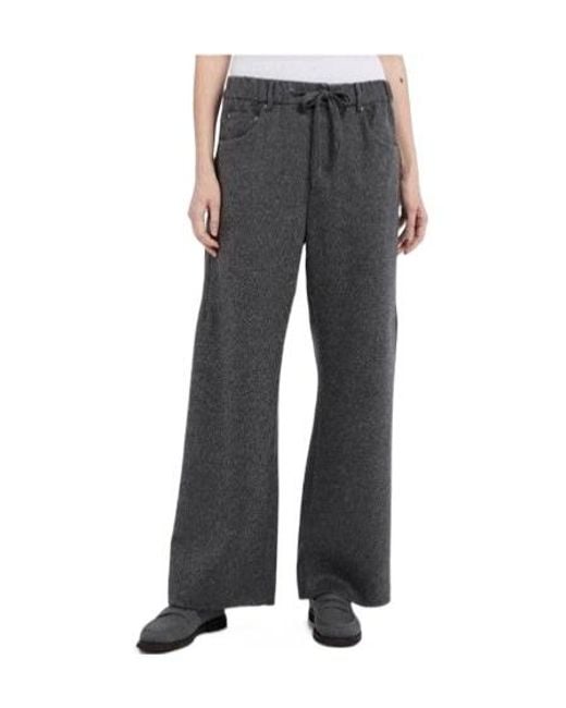 Brunello Cucinelli Gray Drawstring Wide Leg Trousers