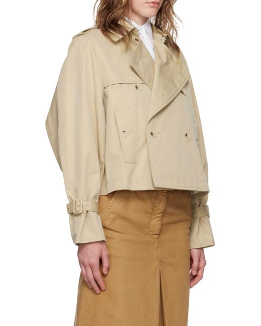 KENZO Natural Button-Up Short Trench Coat