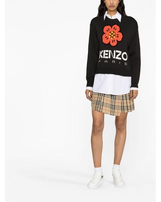 KENZO Black Logo Intarsia Crewneck Jumper