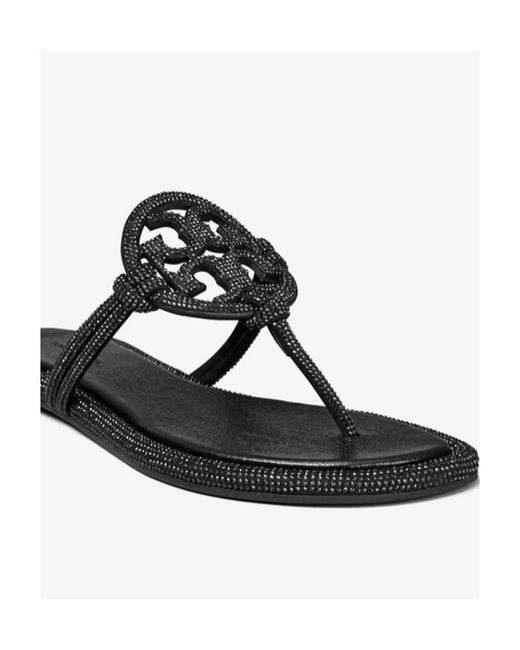 Tory Burch Brown Miller Pavé Embellished Thong Slippers
