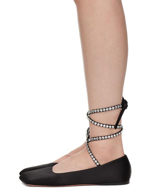 AMINA MUADDI White Ane Lace Up Ballerina Flats