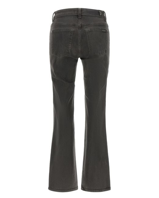 7 For All Mankind Gray Calie Logo-Patch Straight Jeans