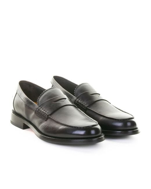 Doucal's Black Penny Leather Loafers for men