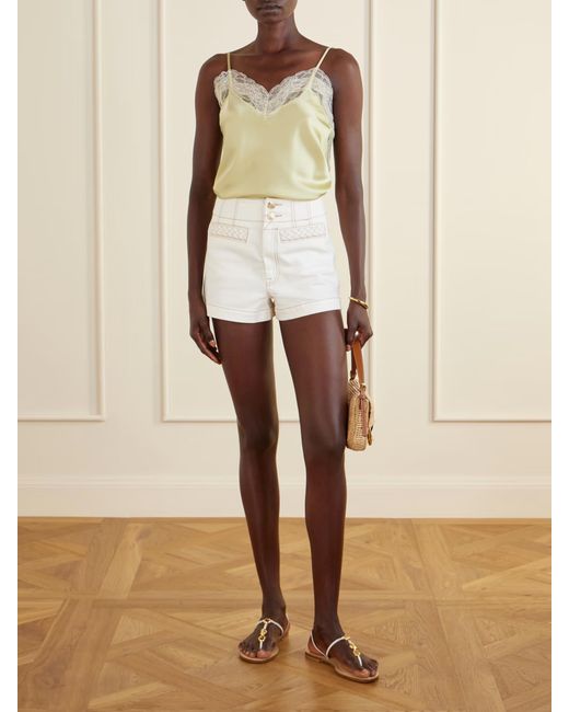 Zimmermann White Roselight Denim Shorts