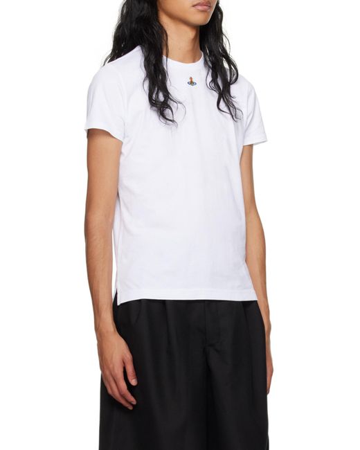 Vivienne Westwood White Orb Logo-Embroidered Crewneck T-Shirt for men