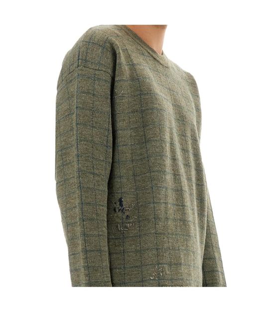 Maison Margiela Green Worn Effect Distressed Sweatshirt for men