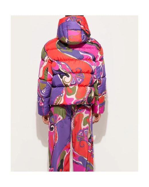 Emilio Pucci Red Pucci Printed Down Jacket