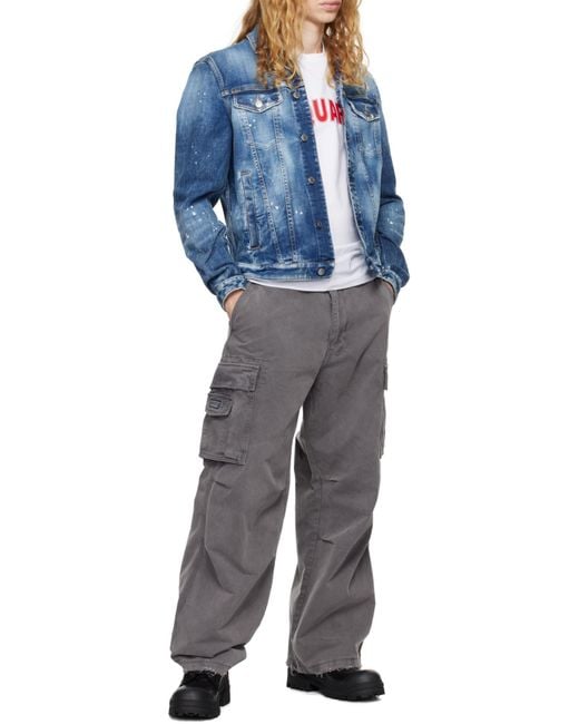 DSquared² Blue Distressed Denim Jacket for men