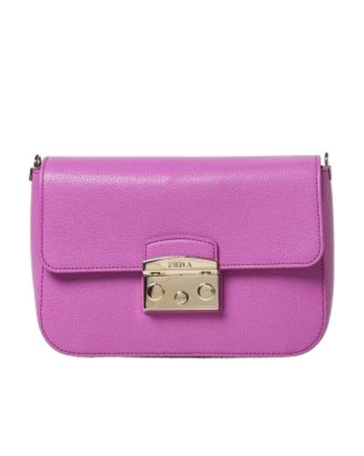 Furla Purple Logo Chain Shoulder Bag