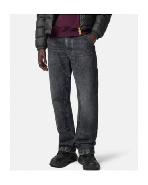 Versace Blue Logo-Patch Patchwork-Designed Jeans for men