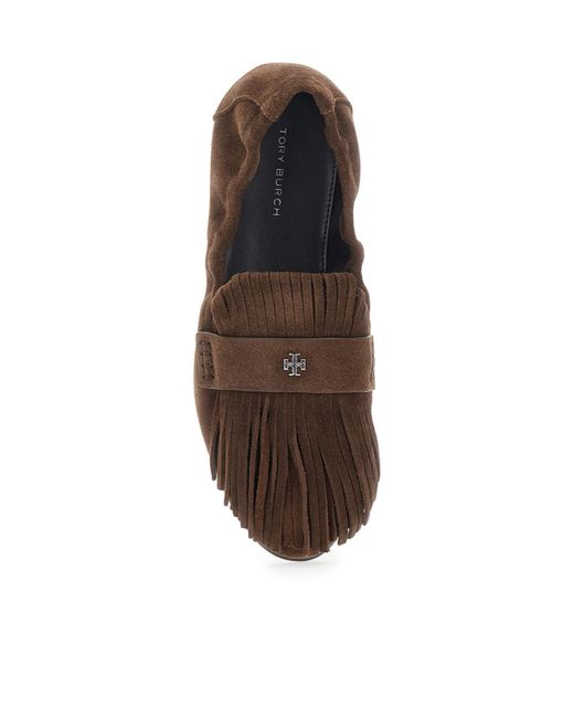 Tory Burch Brown Ballet Fringe Loafers