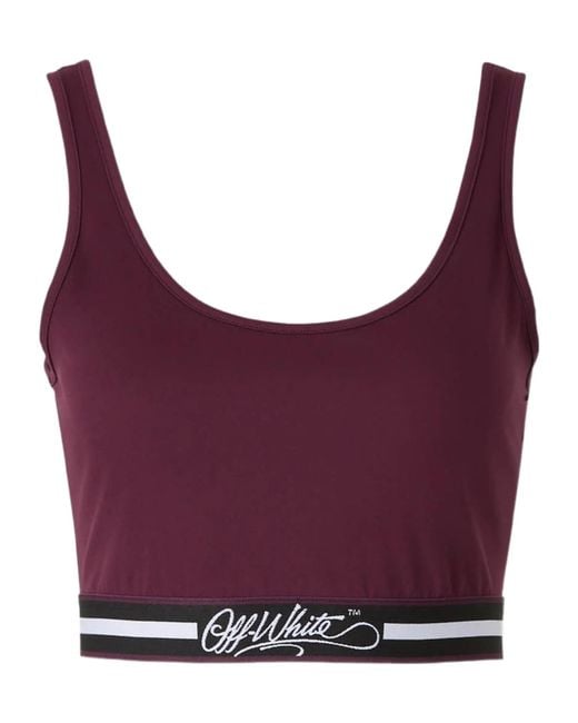 Off-White c/o Virgil Abloh Purple Logo Band Sleeveless Top