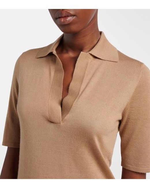 Gabriela Hearst Natural Casius Cashmere And Silk Polo Shirt