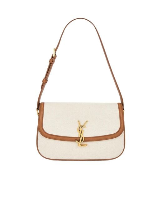 Saint Laurent White Solferino Logo Plaque Shoulder Bag