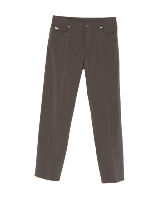 Emporio Armani Gray Stretch Fit Five-Pocket Trousers for men