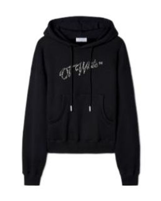 Off-White c/o Virgil Abloh Black Logo Embellished Drawstring Hoodie for men