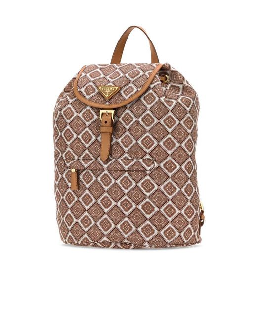 Prada Pink Geometric-Pattern Backpack