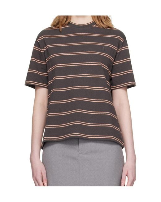 Jil Sander Black Striped Embroidered T-Shirt
