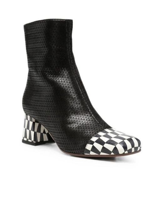 Chie Mihara Black Square-Toe Ankle Boots