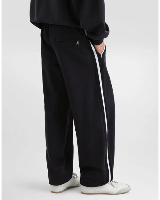 Dolce & Gabbana Black Cotton Fleece Jogging Trousers for men