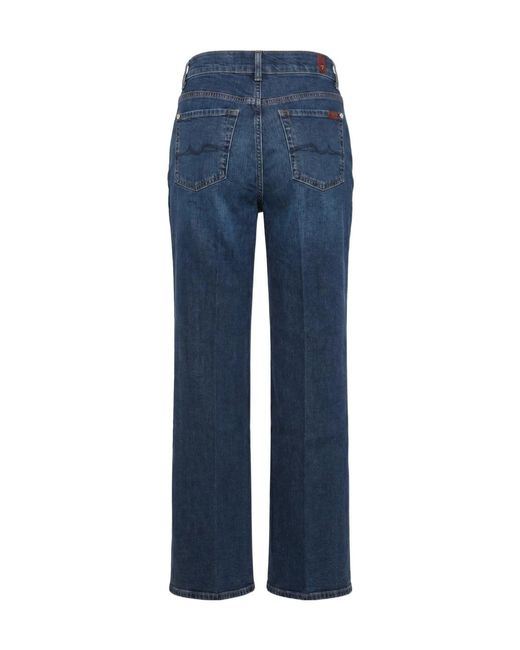 7 For All Mankind Blue Button-Fastening Straight-Leg Jeans