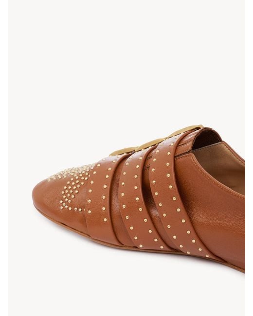 Chloé Brown Susanna Buckle Studded Shoes
