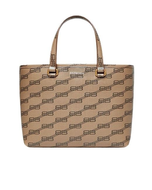 Balenciaga Brown Bb Monogram Tote Bag