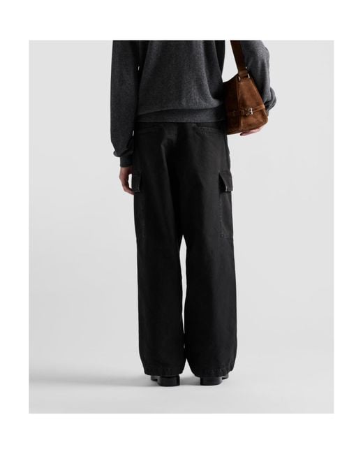 Prada Garment-Dyed Cargo Trousers in Black for Men | Lyst