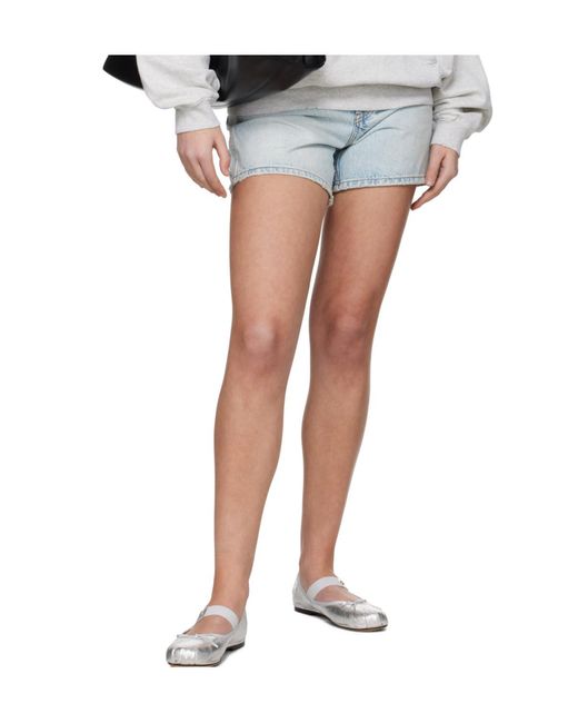 Anine Bing Blue Belt-Loop Denim Shorts