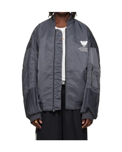 ADIDAS X WILLY CHAVARRIA Blue Willy Chavarria X Adidas Originals Collaboration Stand Collar Bomber Jacket for men