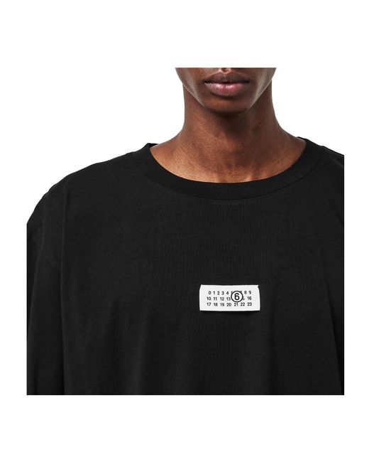 MM6 by Maison Margiela Black Regular Fit Logo T-Shirt for men