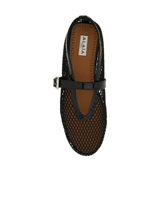 Alaïa Black Rhinestone-Embellished Leather Ballet Flats
