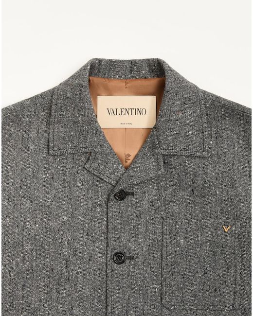 Valentino Gray Vgold Button-Up Shirt Jacket for men