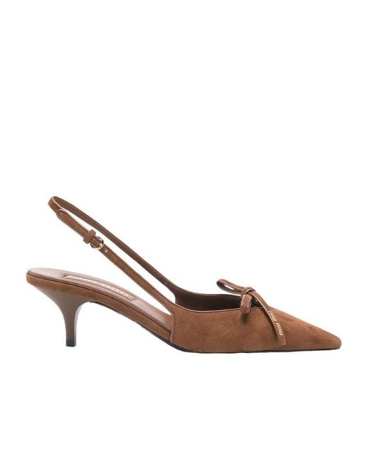 Miu Miu Brown Bow Slingback Pumps