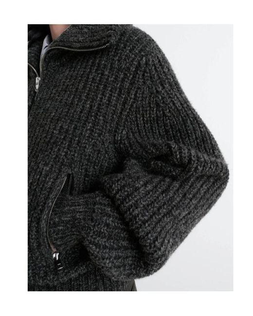 Lemaire Black Zip-Up Knitted Cardigan