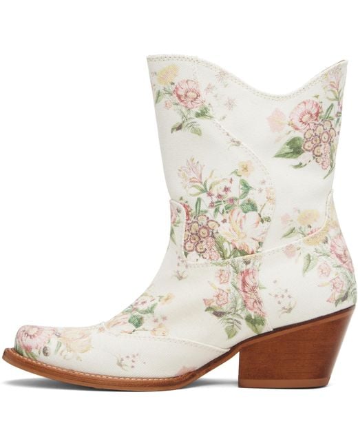 OPEN YY White Floral Pattern Boots