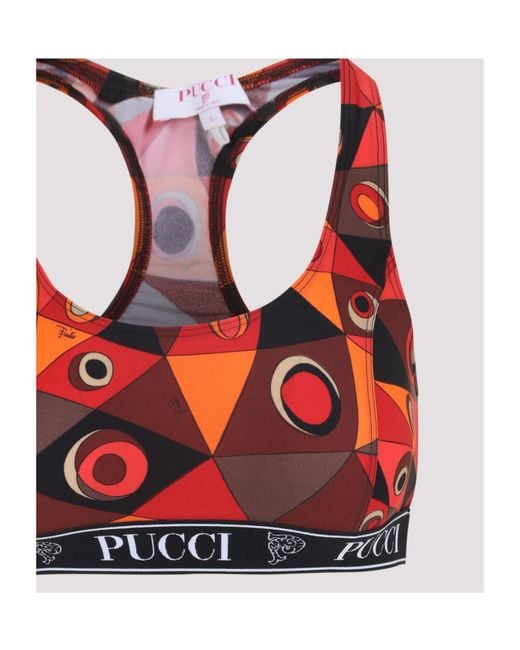 Emilio Pucci Red Pucci Geometric Racerback Performance Bra