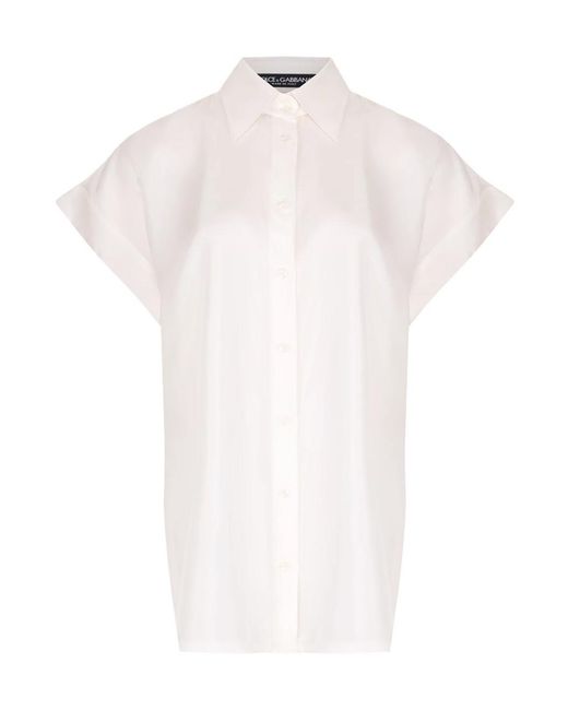 Dolce & Gabbana White Button-Up Silk Shirt