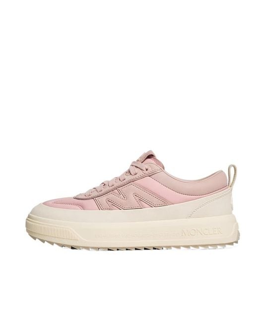 Moncler Pink Altive Nubuck Suede Trainers