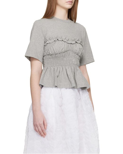 CECILIE BAHNSEN Gray Round-Neck T-Shirt