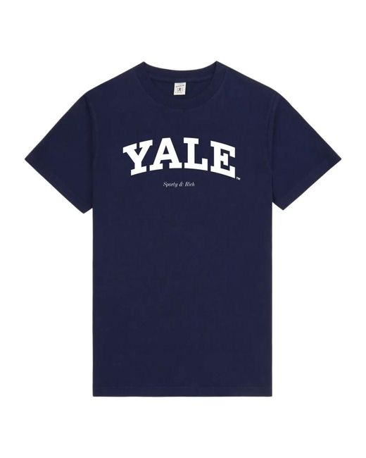 Sporty & Rich Blue Yale-Logo T-Shirt for men