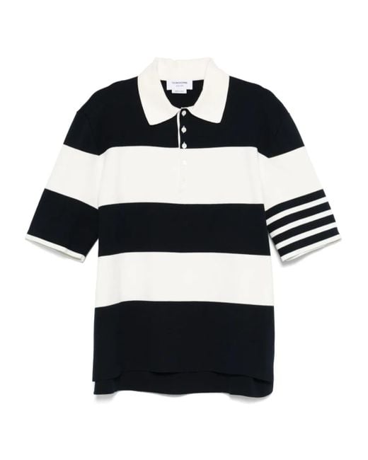 Thom Browne Blue Striped Short Sleeved Polo Shirt for men