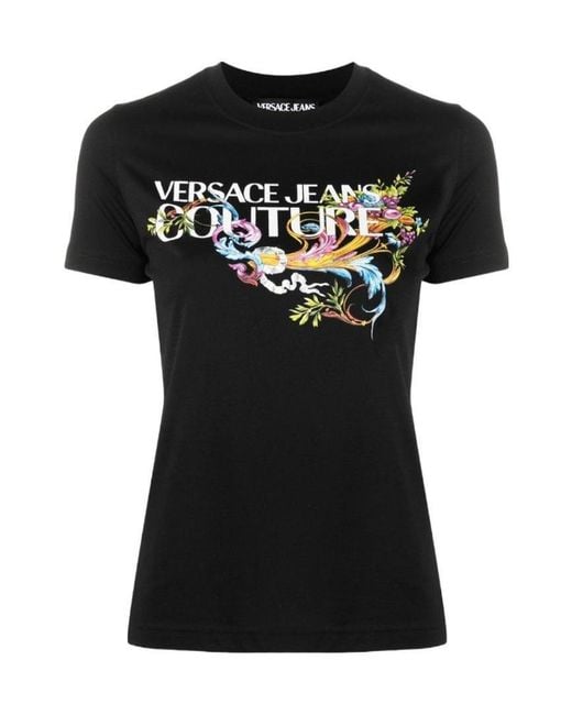 Versace Jeans Black Logo-Print Cotton T-Shirt