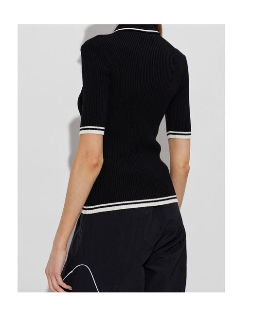 Off-White c/o Virgil Abloh Black Logo Trim Knit Top