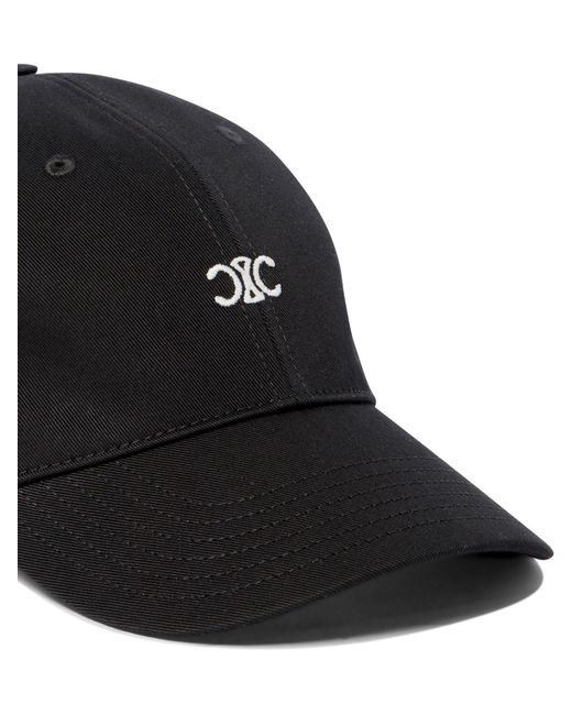 Céline Black Triomphe Baseball Cap for men