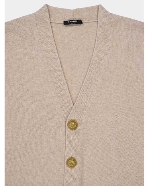 Balmain Natural Button-Up Cardigan for men