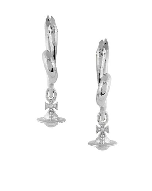 Vivienne Westwood White Sculptural Hoop Heart Earrings