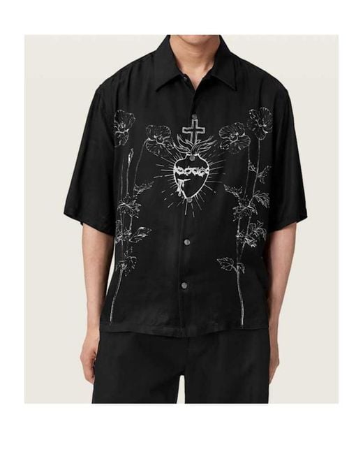 AllSaints Black Short-Sleeved Shirt for men